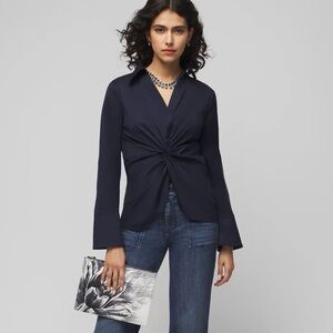 NWT WHBM Long Sleeve Twist Poplin Shirt
